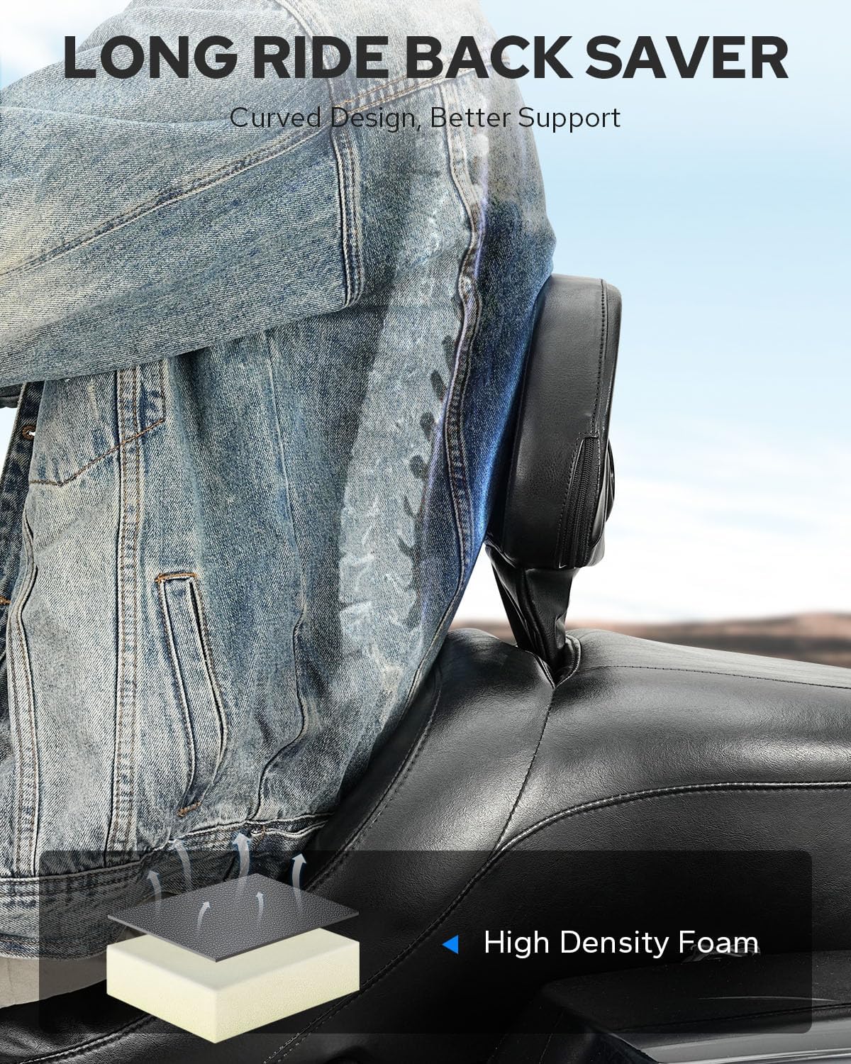 Benlari Driver Rider Backrest, Adjustable Detachable Rider Driver Backrest Fit for Harley Davidson Touring Road Glide Street Glide Electra Glide Road King 1988-2024 (Black)