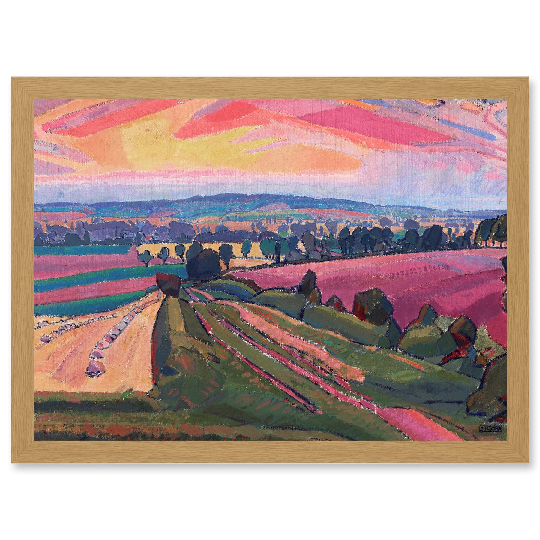 Artery8 Spencer Gore The Icknield Way Landscape Painting Artwork Framed Wall Art Print A4