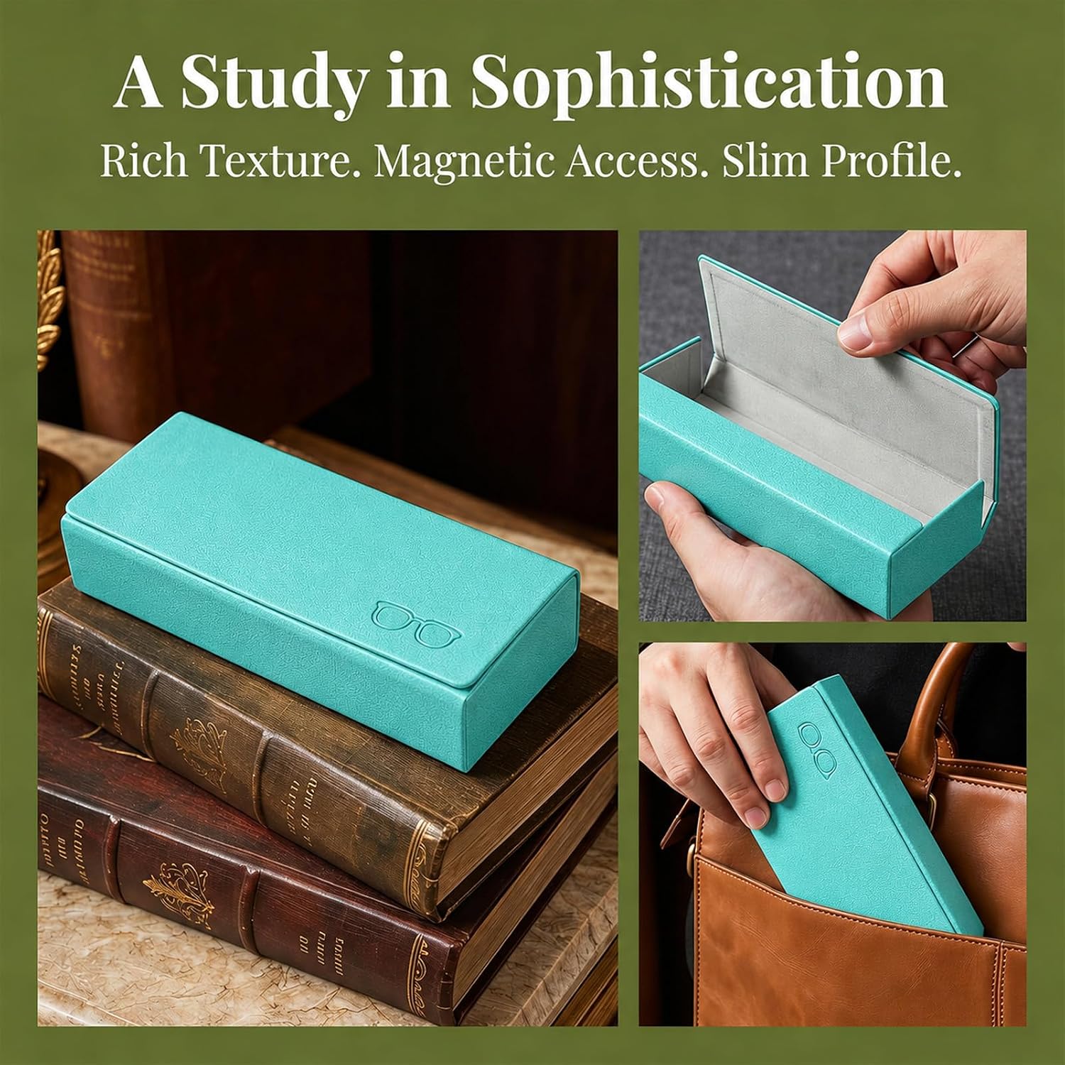 Glasses Case hard shell,3-in-1 Sunglasses Case & Eyeglass Case with Cleaning Cloth & Storage Pouch