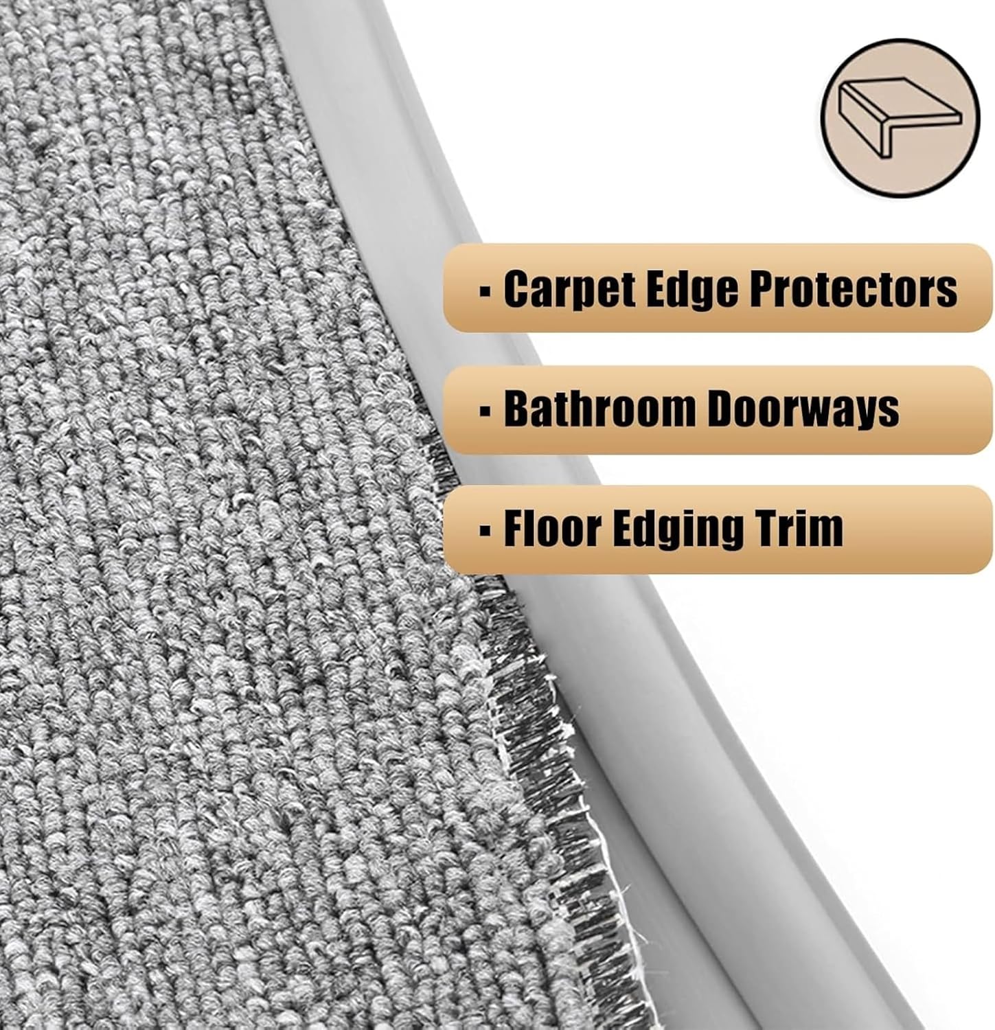Self Adhesive Carpet Edge Trim Strip PVC Floor Transition Strip for Wood to Carpet Edge Safety Protector Home Office School