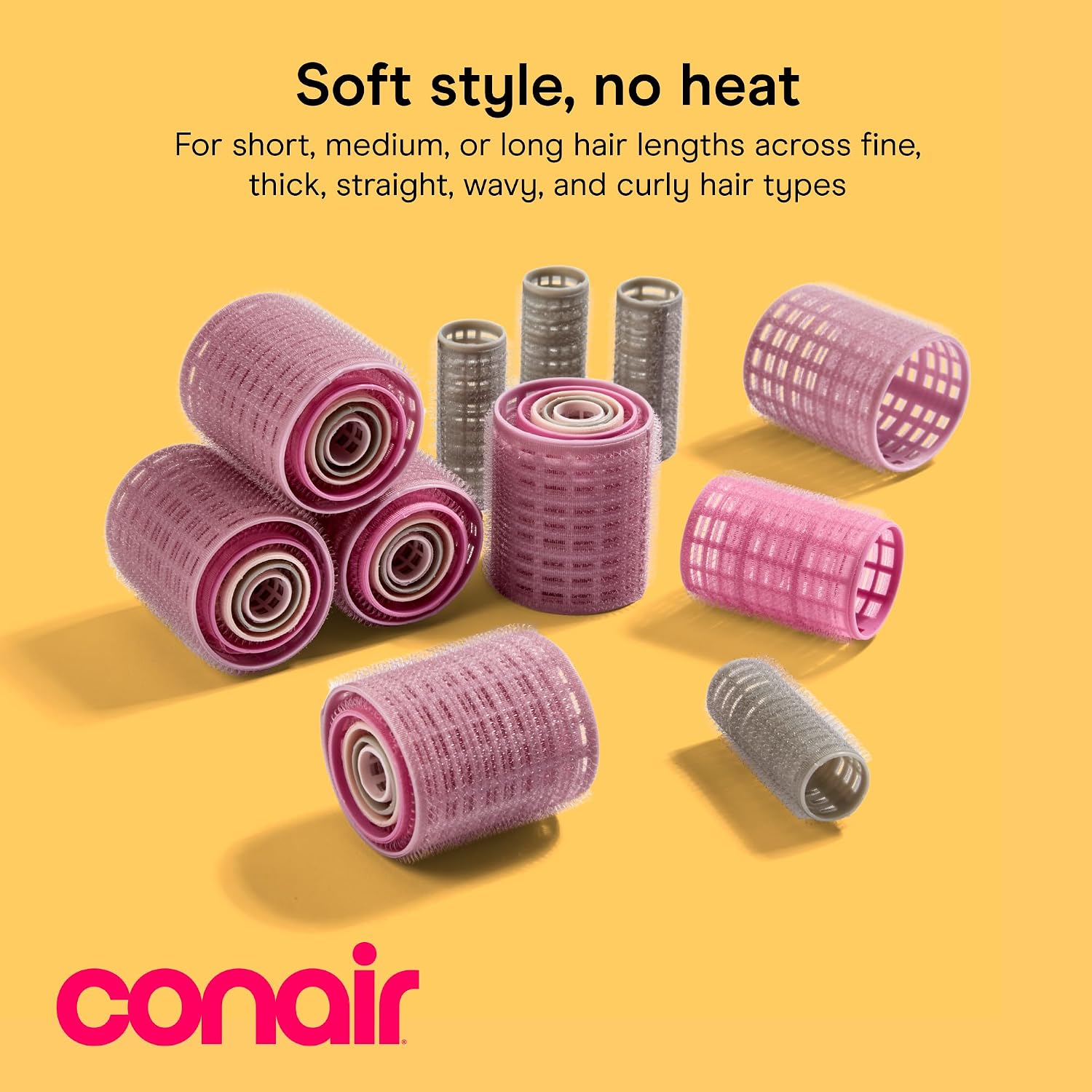 Conair Heatless Curls Hair Roller - 31 Count, Assorted sizes & Colors - Pink, Gray & Purple - Overnight Curl Rollers w/storage case image 2
