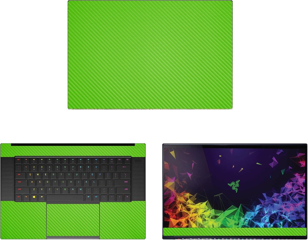 Calcomanía protectora para Razer Blade 15 RZ09 (lanzado en 2015) (pantalla de 15,6") Laptop Funda de piel de fibra de carbono verde Funda protectora CFrazerBlade15Green