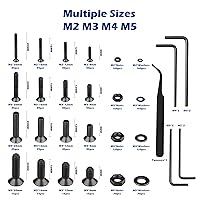 Vista 2 de 1500 piezas, Juego de surtido de tornillos, M2 M3 M4 M5, pernos de cabeza hexagonal plana de acero aleado de grado 10.9, tuercas y arandelas