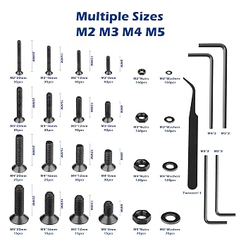 1500 PCS Hex Socket Flat Head Screws Kit + 230 PCS #8 Modified Truss Head Self Drilling Screws