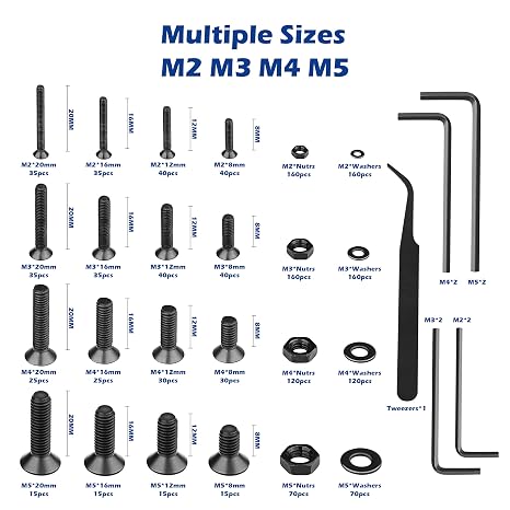 1500 PCS Hex Socket Flat Head Screws Kit + 230 PCS #8 Modified Truss Head Self Drilling Screws