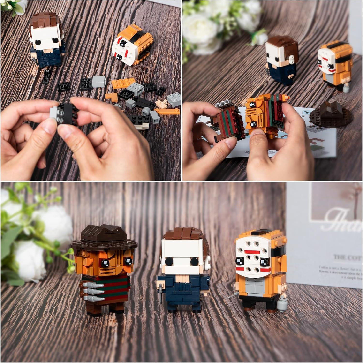 Halloween Horror Figures Building Block Set, Scary Collectible Action Figures, Horror-Inspired Brick-Compatible Toys, Creative Display Decor, for Adults and Teens, 358 PCS