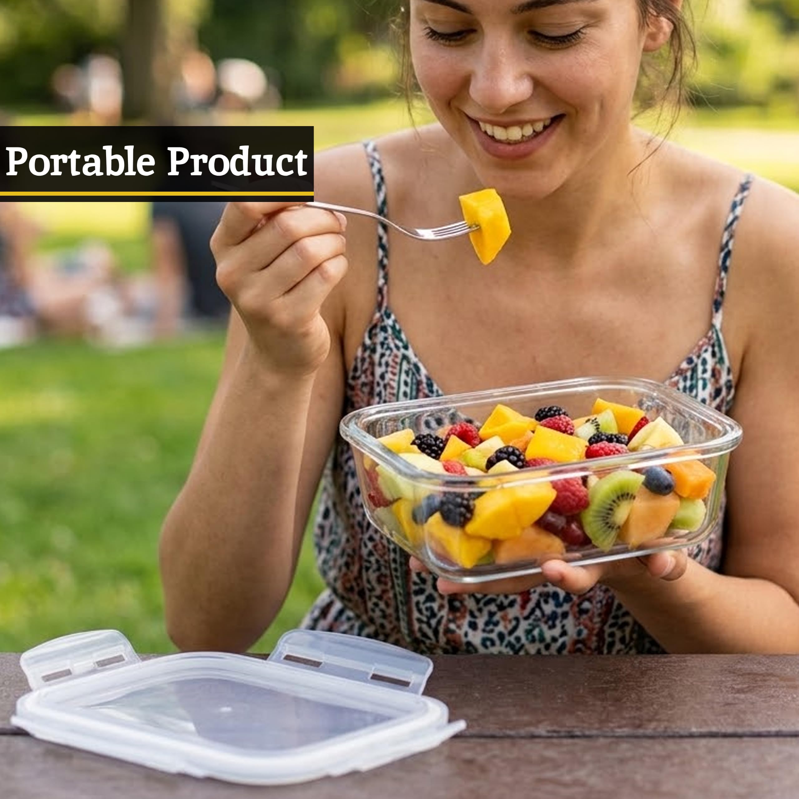 Premier Housewares - Juego de 6 recipientes de vidrio para almacenamiento de alimentos con tapas herméticas
