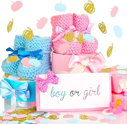 Miniatura 3 de 500 piezas de decoración de otoño para revelación de género, confeti de calabaza, suministros de fiesta de baby shower, confeti con purpurina