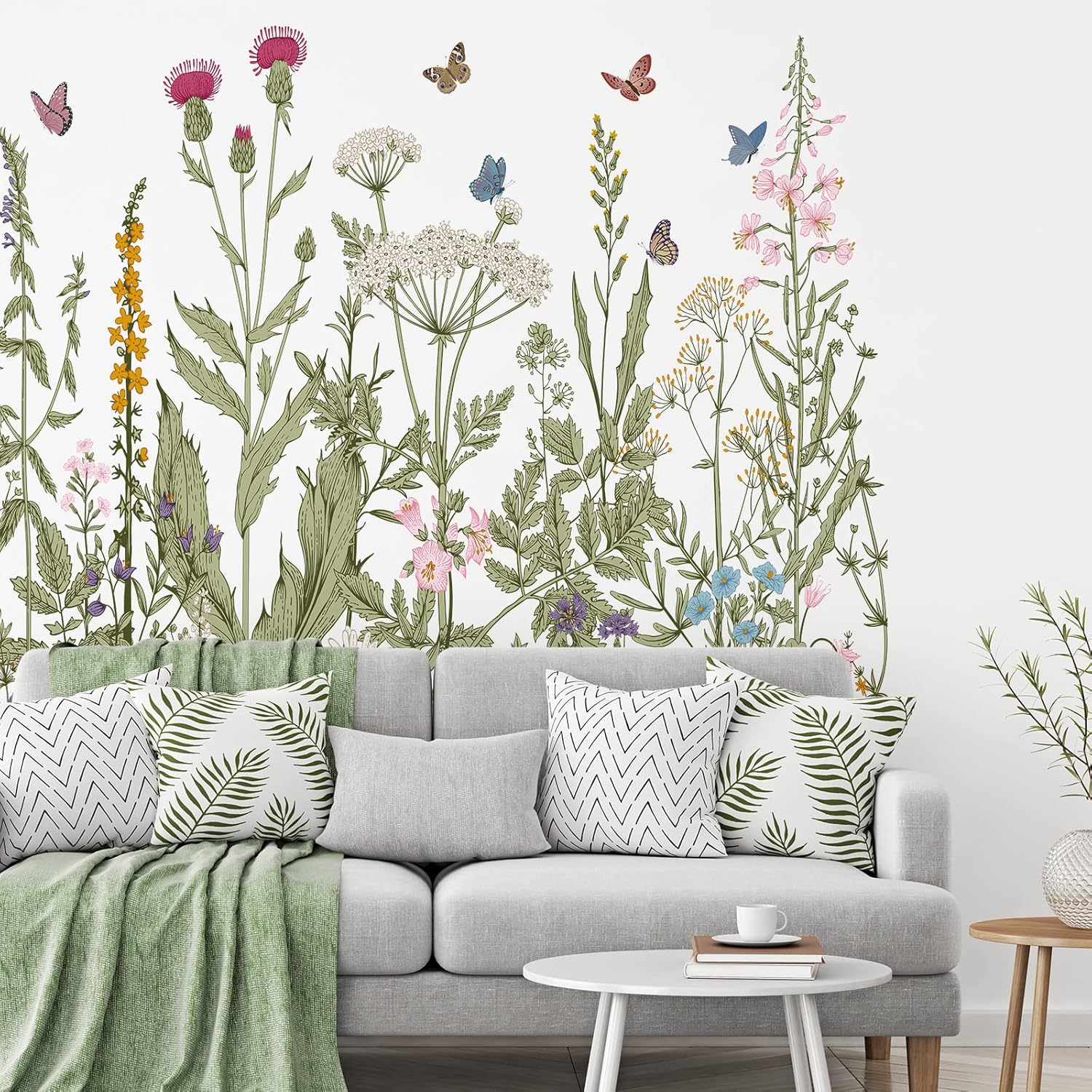 6 Pieces Flowers Wall Decals Vinyl Dragonflies Flowers Wall Stickers Removable Floral Wall Murals Peel and Stick Colorful Flower Wall Decor for Girls Bedroom Living Room Nursery (Flowers) - - 