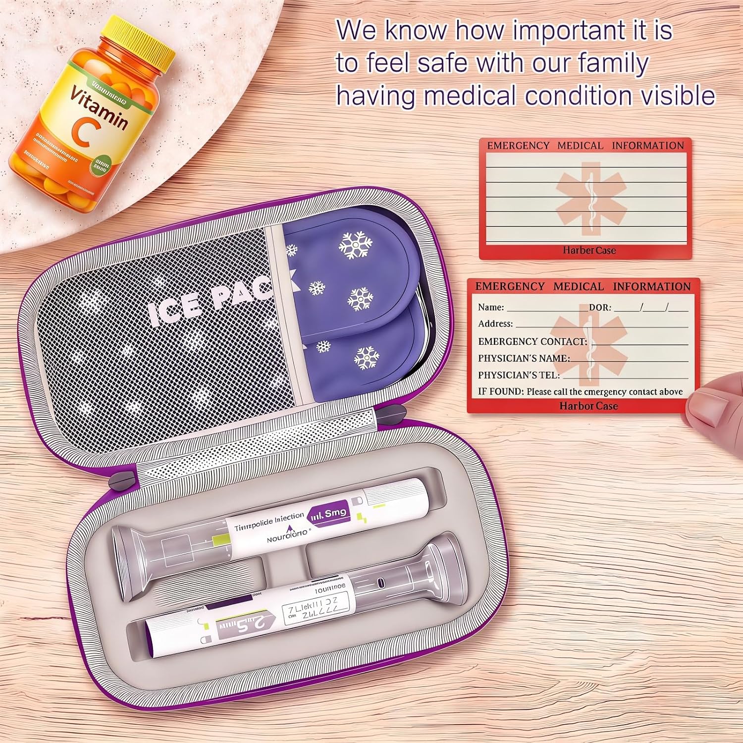Cooler Travel Case for 2 Zepbound Injection Pen, Insulated Medication Organizer with 2 TSA-Approved Ice Packs (Galaxy)