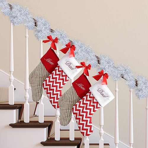 Miniatura 3 de Sggvecsy Guirnalda de oropel de Navidad de 32.8 pies, decoración de árbol de Navidad, guirnalda metálica plateada y blanca, decoración colgante de