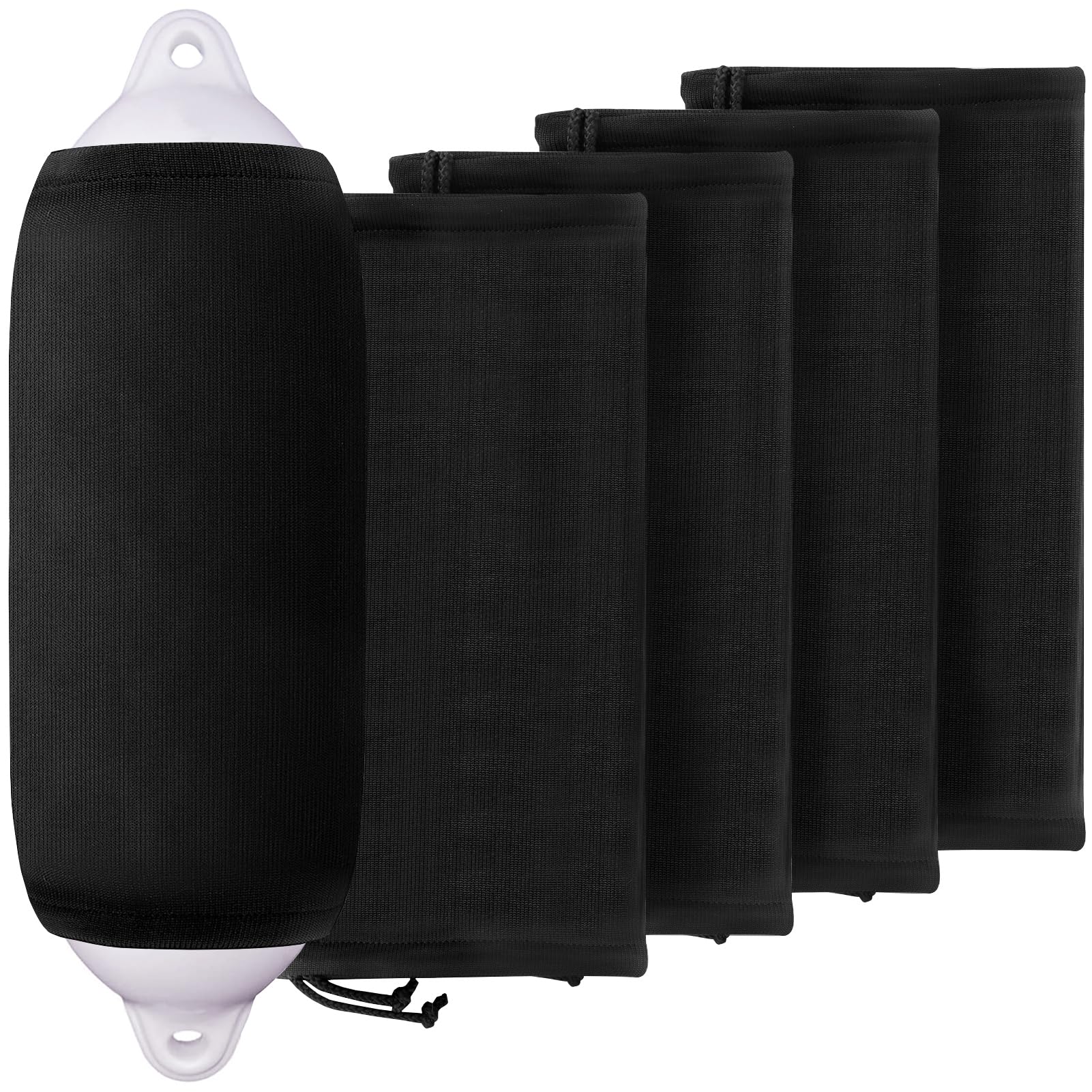 XMK Boat Fender Covers for Taylor Made Big B Center Rope Tube Boat Bumper Fender,4-Pack Black 9" x 26" Marine Fender Covers to Protect Boat Fender w Stretch Polyester