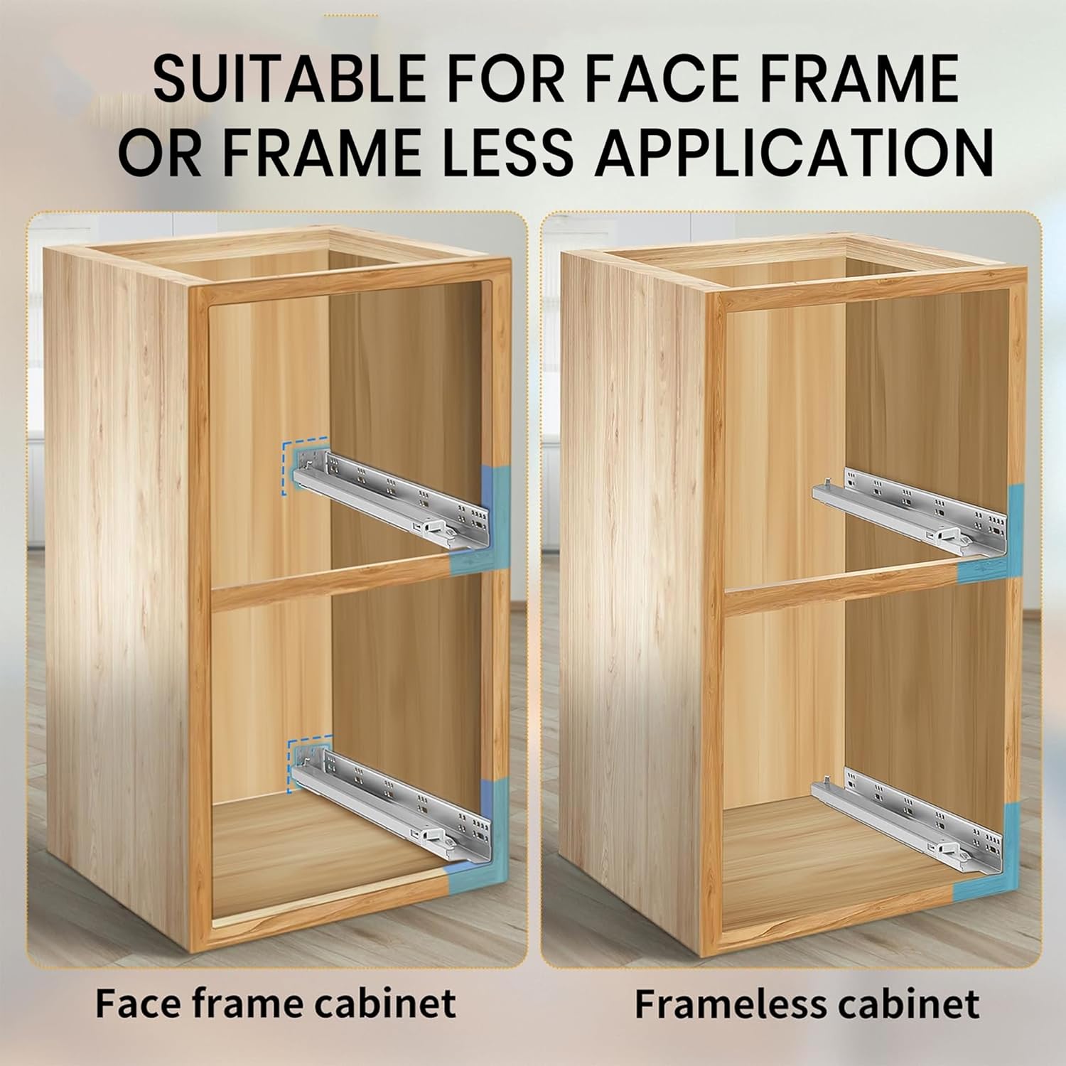 24 Inch Undermount Soft Close Slides. Pack of 4 Pair Full Extension 6-Way Adjustable Slide with 3D Locking Device. Cold Rolled Steel Material with 120 Pound Load Capacity