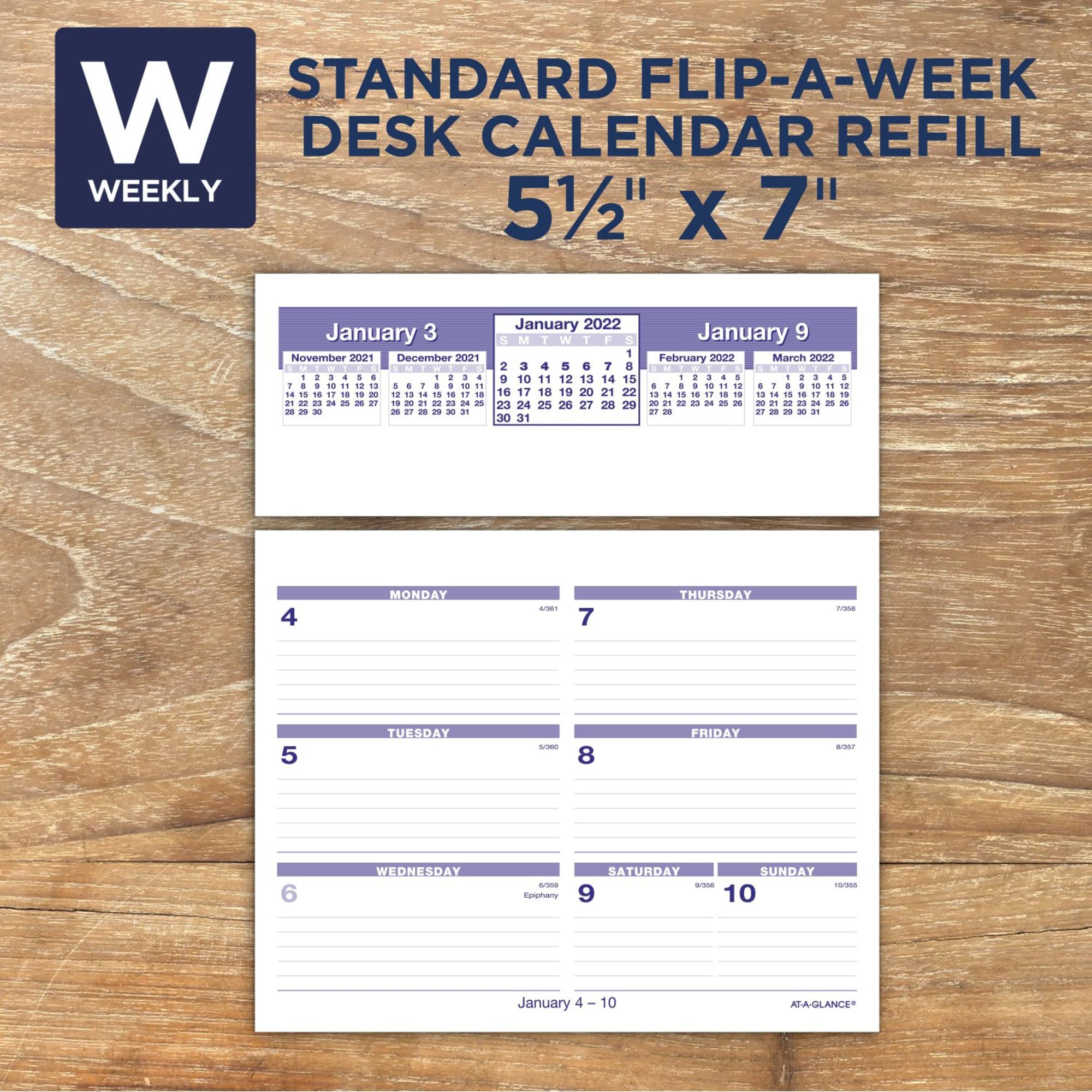 AT-A-GLANCE Calendario Y Base De Escritorio Flip-A-Week 2024, 5-1/2 X 7 ...