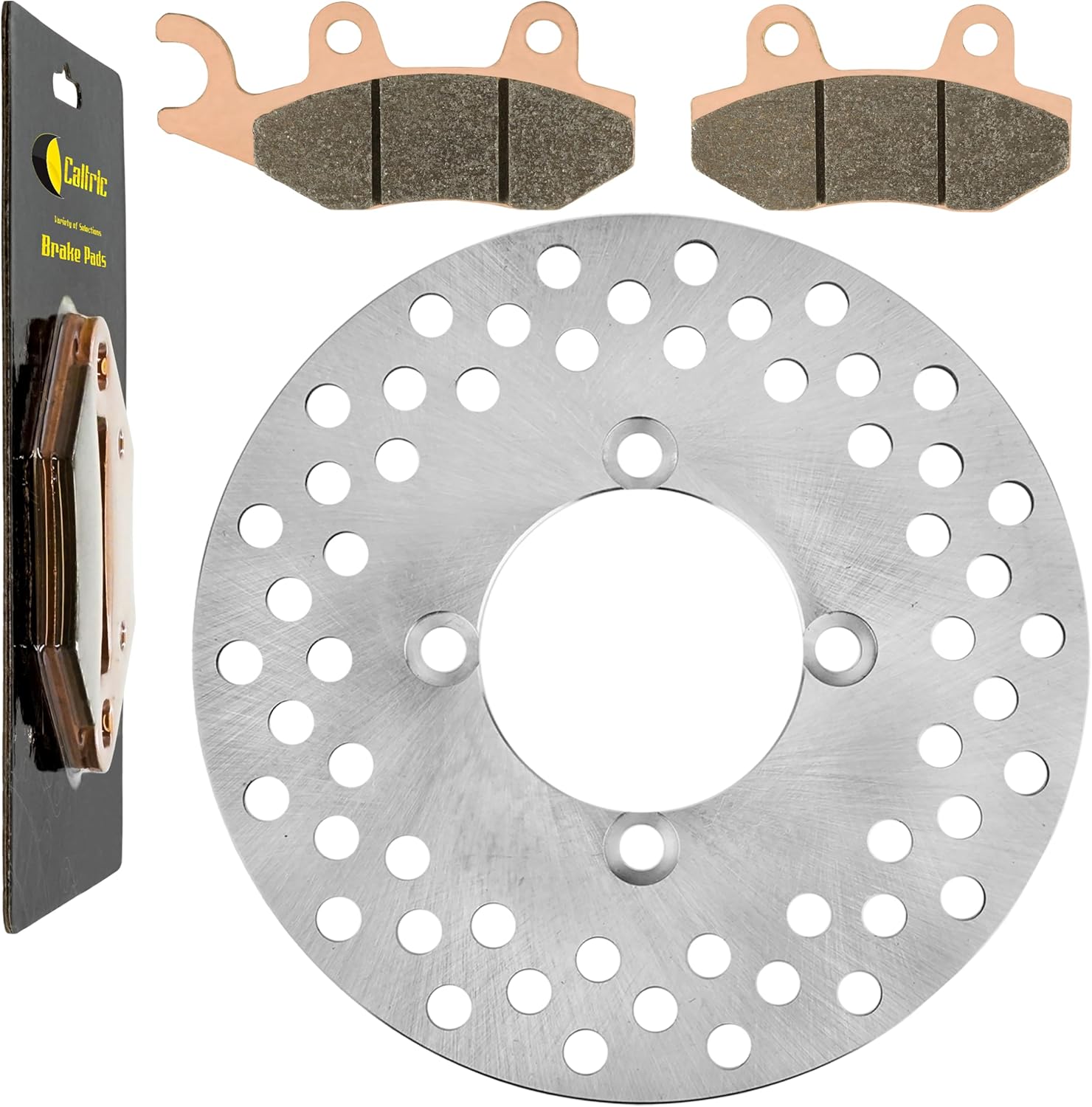 Caltric Front Right Brake Disc Rotor And Pads Compatible with Yamaha Rhino 660 Yxr660 4X4 2004-2007