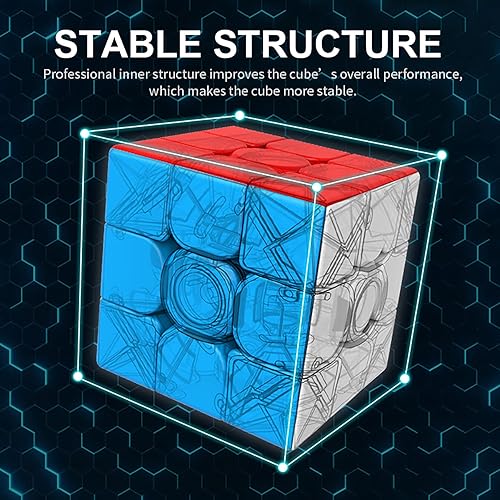 Miniatura 4 de Cubo de velocidad de 3 x 3 x 3, cubo mágico sin calcomanías, caja de rompecabezas de giro suave con diseño antiadherente, el juguete más educativo