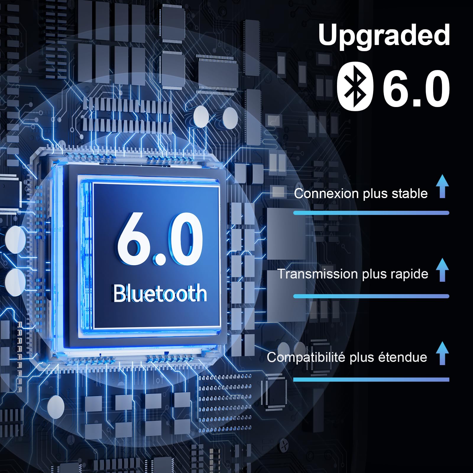 [Upgraded] 1Mii CarEcho MK02 Kit Main Libre Voiture Bluetooth 6.0 | 5W Haut-Parleur Voiture, 35H d'Autonomie, Auto Reconnexion, Siri Google Assistant Vocal, Appels Mains Libres/GPS/Musique