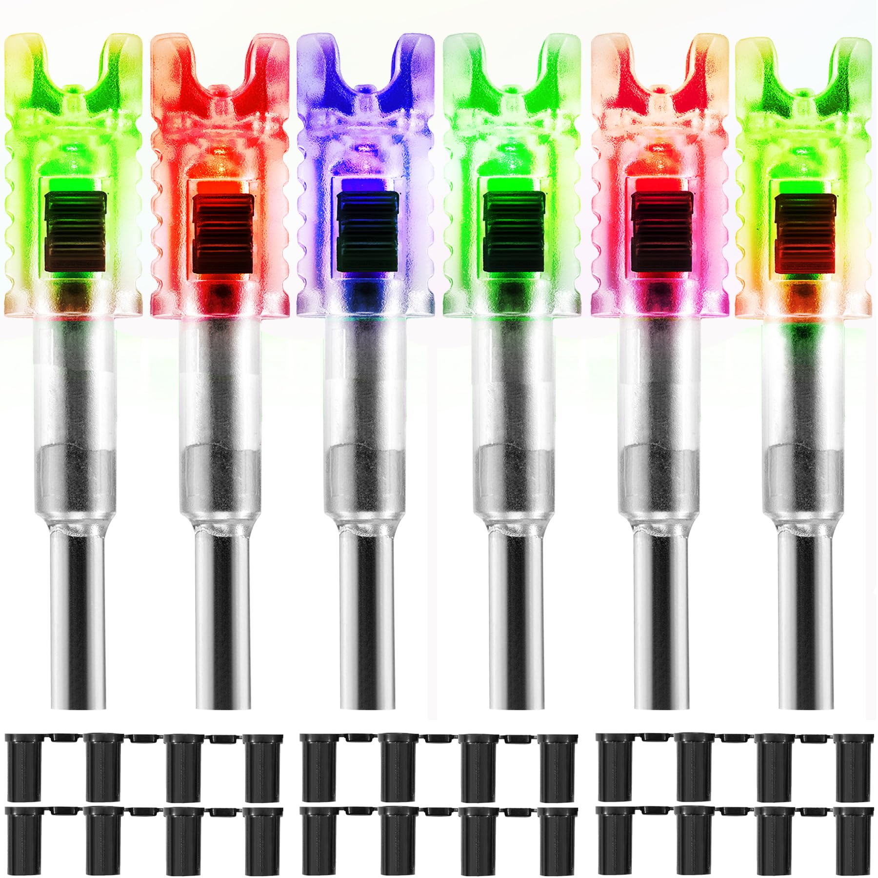 Confezione da 6 notti illuminati per balestre per bulloni con boccole a mezzaluna illuminate (flash) da 0,285 "/,754,4 cm/0,300 pollici/0,308"