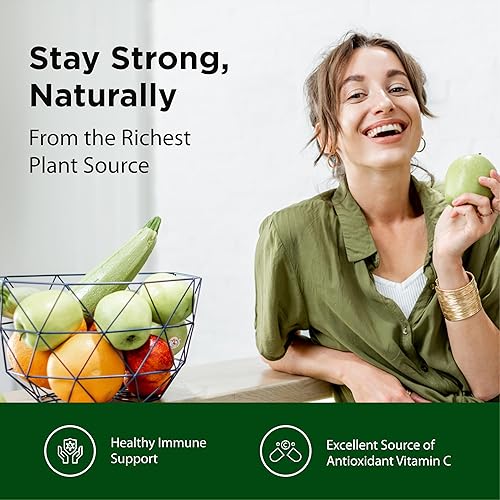 Miniatura 3 de Flora - Polvo de acerola, refuerzo inmunológico diario con vitamina C, sin gluten y vitamina C vegana, polvo antioxidante, 1.7 onzas. Botella de