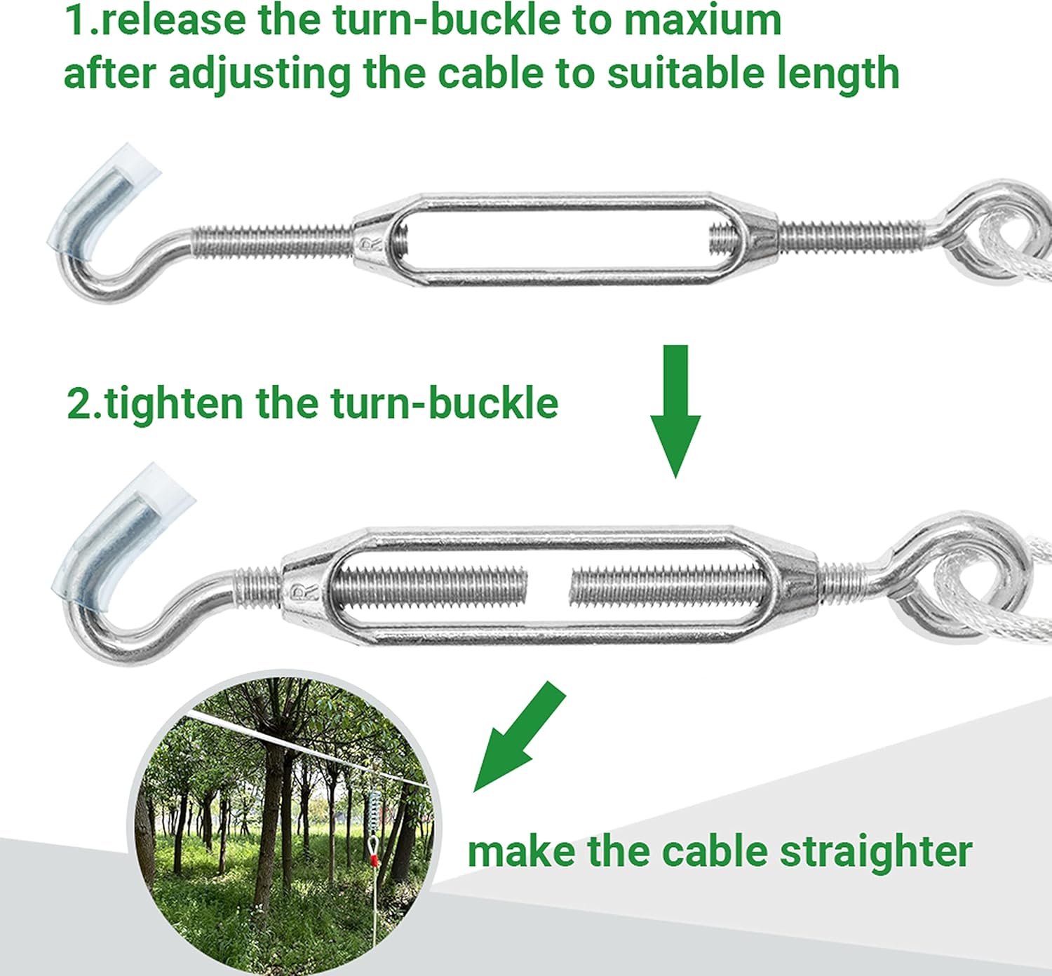 100 ft Dog Tie Out Cable with 10ft Runner Cable - Heavy Duty Long Dog Leash for Yard Training Camping Hiking Outside - Chew Proof Lead Trolley Cable with Buffer for Small Medium Large Dogs Silver