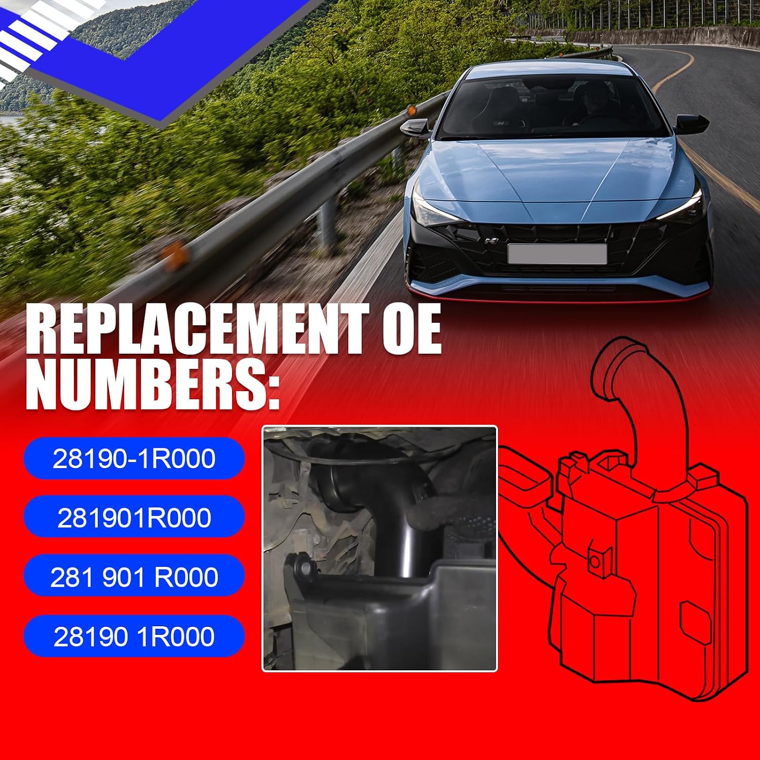 SMMS 281901R000 Air Intake Resonator Assembly for Hyundai Accent 1.6L Dohc L4 2012 2013 2014 2015 2016 2017, Replaces OE 28190-1R000