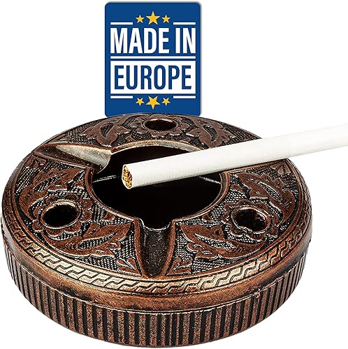 Miniatura 8 de Crystalia Cenicero decorativo para cigarrillos, soporte redondo de metal para mesa de patio, interior y exterior, bonita bandeja de cenizas