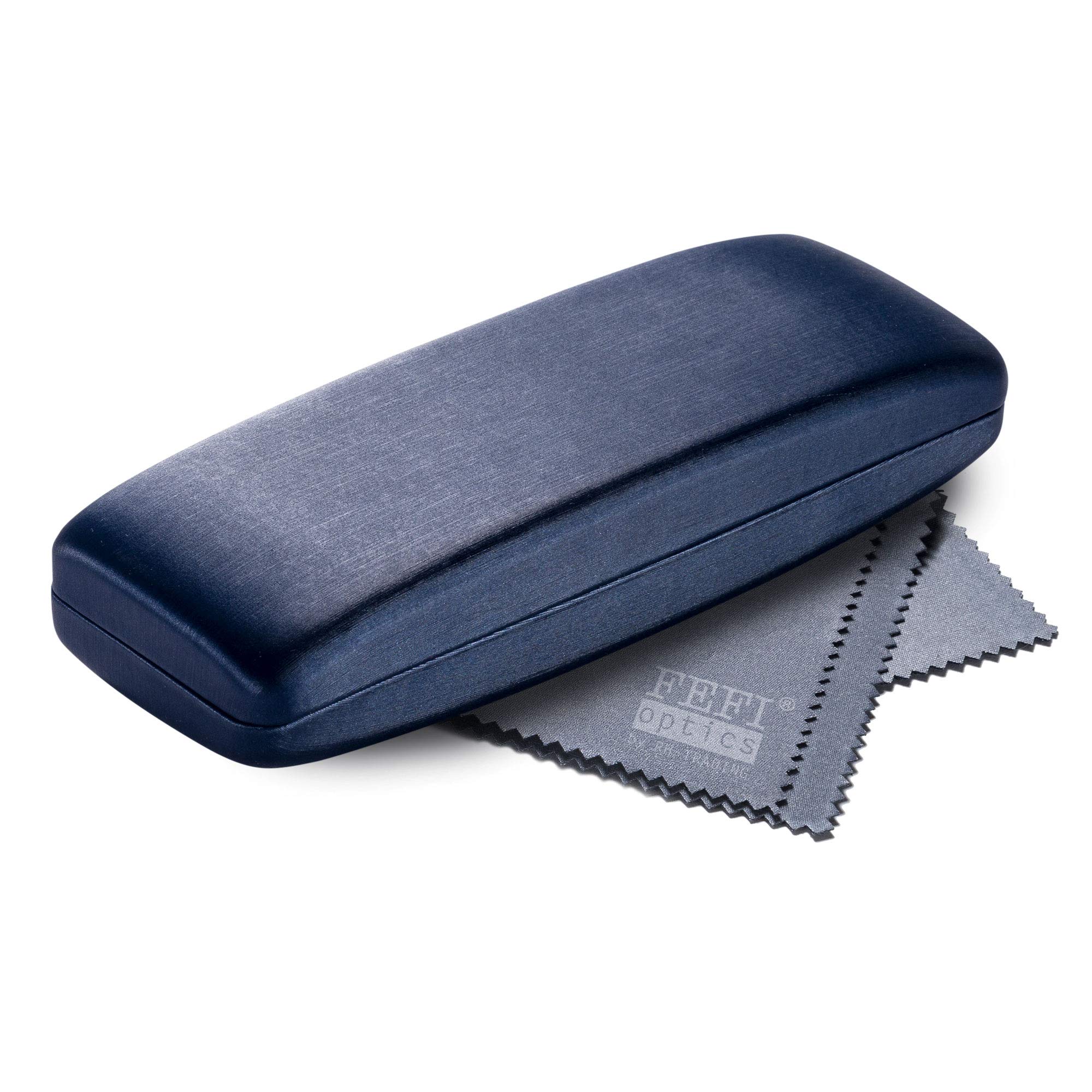 Fefi Unisex Midnight Blue Hard Shell Eyeglass Case In Silk-Look - Including Cleaning Cloth (Night Blue)