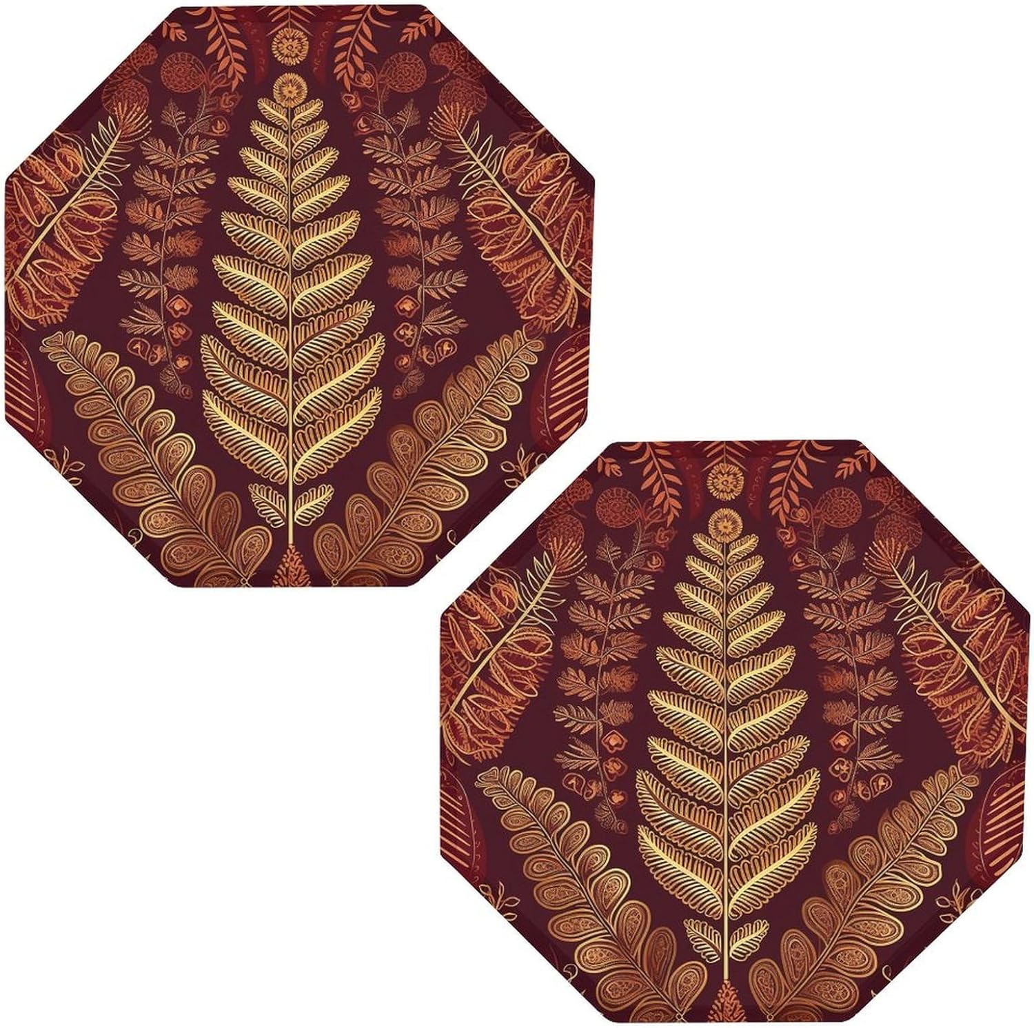 Ctagon Metal Sign for Home, Modern Display Plate for Kitchen, Maroon Gold Pattern Plates Accent Hanging Wall Decorations 3PCS for Living Room, Bedroom, Hallway, Hotel