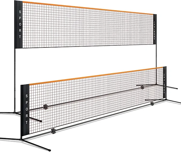 Pickleball Net Volleyball Net Outdoor Height Adjustable 17ft/10ft x 7.2ft Badminton Net Backyard Game Tennis Portable for Junior Kid Soccer Pool Sports High School
