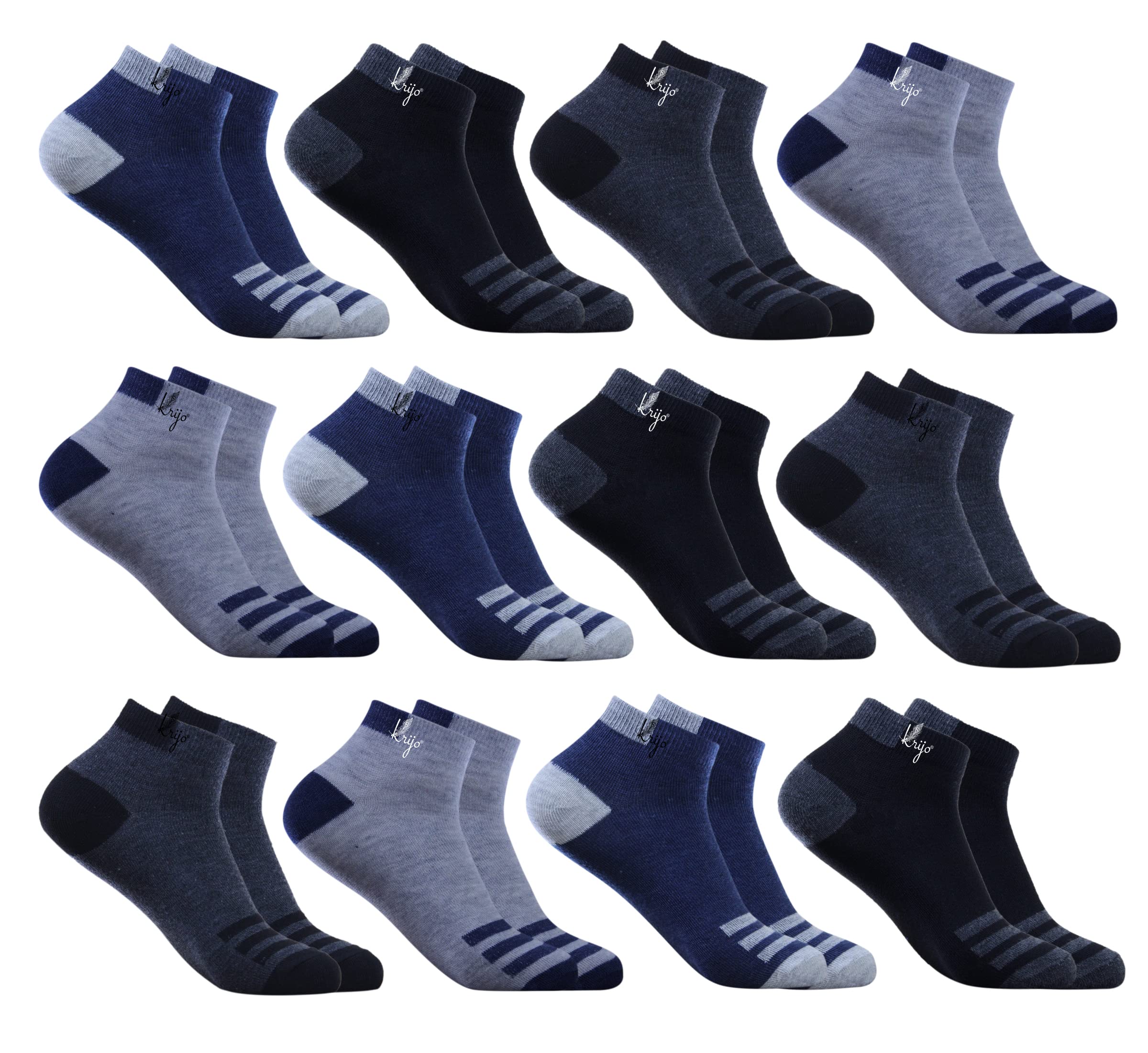 Cotton Ankle Socks – Pack of 12 | Premium Value Edition | Breathable, Soft & Durable | Unisex Free Size – 12 Pairs-image-18