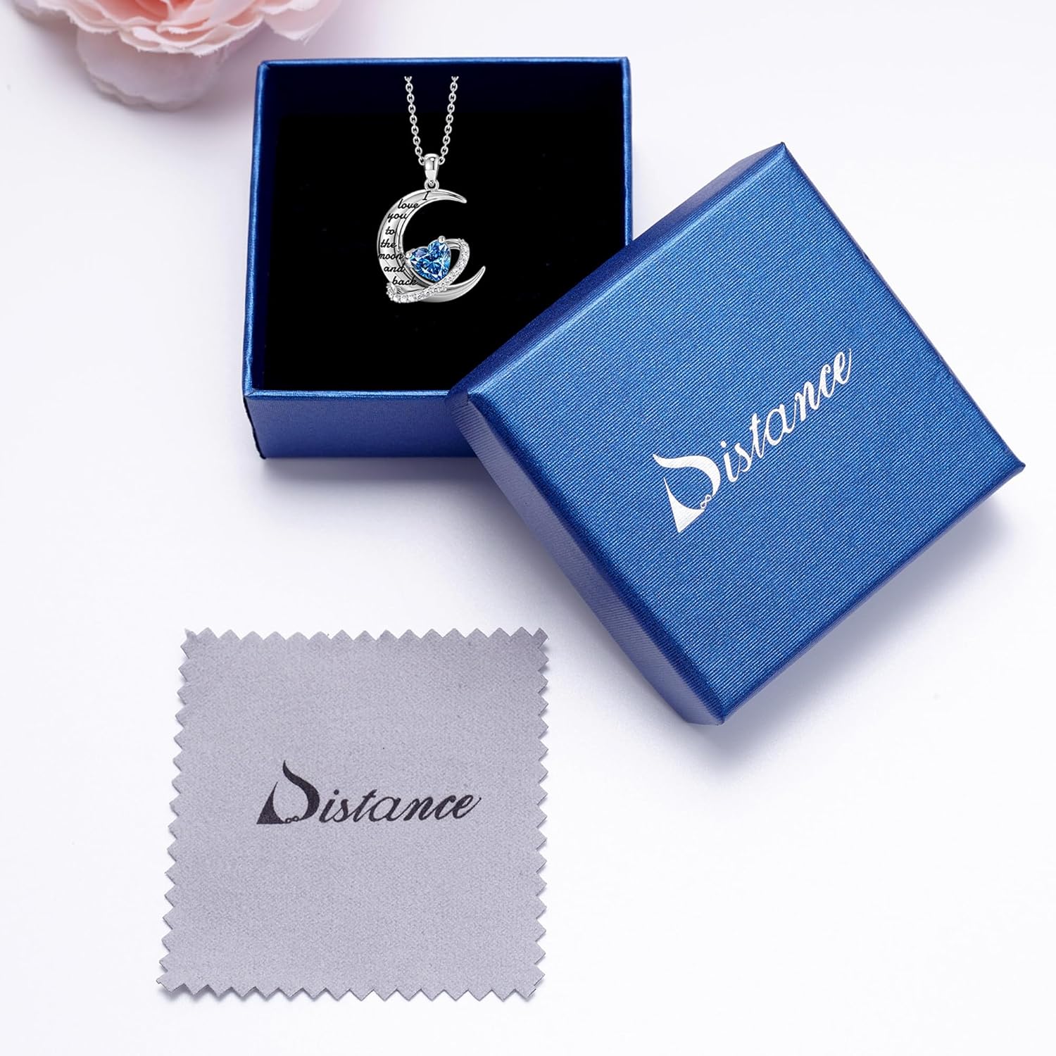 Distance Valentine's Day Gift I Love You to The Moon and Back Necklace for Women, S925 Sterling Silver Forever Love Heart Birthstone Necklace, Anniversary Birthday Jewelry Gifts for Her Wife Lover - Image 7