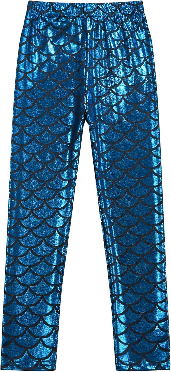 Girls Kids Thick Warm Athletic Leggings Dancing Running Tumbling Yoga Tights Pants Activewear Light Blue 9-10 Years