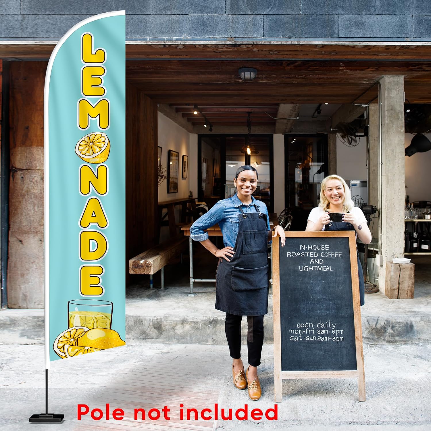 Lemonade Sign Feather Flag - Lemonade Banner Flag - Windless Swooper Flags Signs for Business 12ft x 2.5ft (Pole not included)