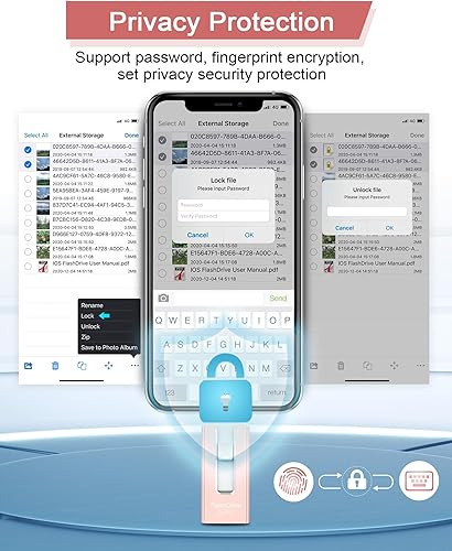 Miniatura 30 de Unidad flash USB de 256 GB para teléfono y almohadilla, memoria USB externa de alta velocidad para guardar más fotos y videos (azul, 256 GB)