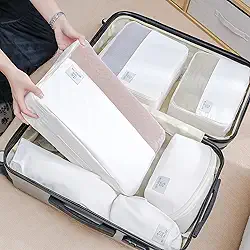 Cubos de viagem para malas, conjunto organizador de bagagem, bolsas de armazenamento essenciais de viagem para roupas, sapatos, artigos de higiene pessoal, lavanderia - (médio)