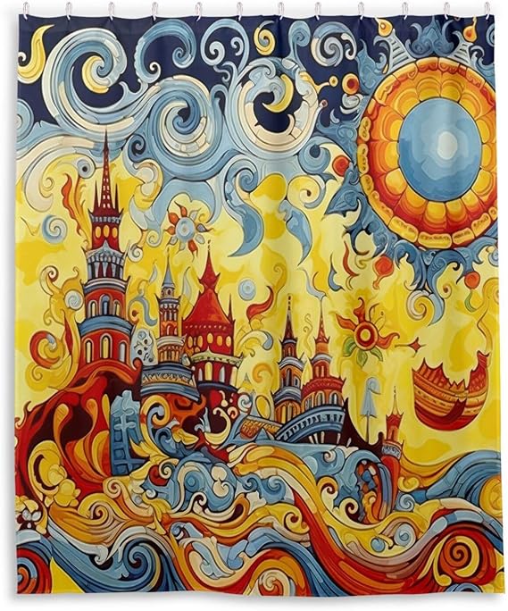 Mexican Talavera Shower Curtain for Bathroom Decor 152x183 cm Waterproof Fabric Shower Curtain Liner Lightweight Cloth Shower Curtain with 12 Metal Hooks