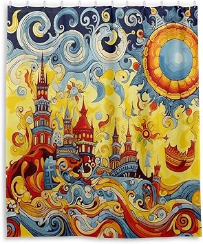 Mexican Talavera Shower Curtain for Bathroom Decor 152x183 cm Waterproof Fabric Shower Curtain Liner Lightweight Cloth Shower Curtain with 12 Metal Hooks