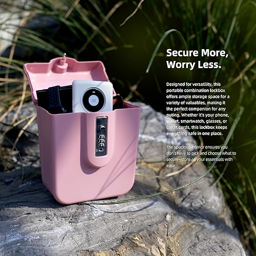Miniatura 5 de Caja de seguridad portátil para vacaciones en la playa, cruise Essentials 2025, pequeña caja fuerte rosa para viajes, dormitorio universitario, caja
