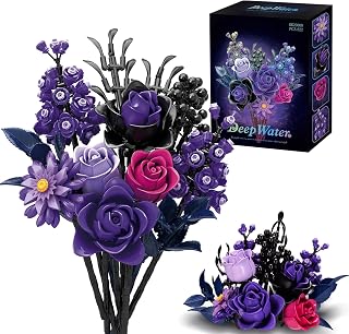 Ideas Halloween Blumen Rosen Spielzeug Klemmbausteine Bausteinen,Kompatibel Mit Flowers Geschenk für Erwachsene Frauen Mädchen Home Deko für Geburtstag, Muttertag, Weihnachten 8-16+(822PSC)