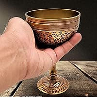 Vista 4 de Copa de vino real de latón macizo, copa de vino real, hecha a mano, decoración medieval, cáliz gótico, paquete de 1 unidad (marrón antiguo)