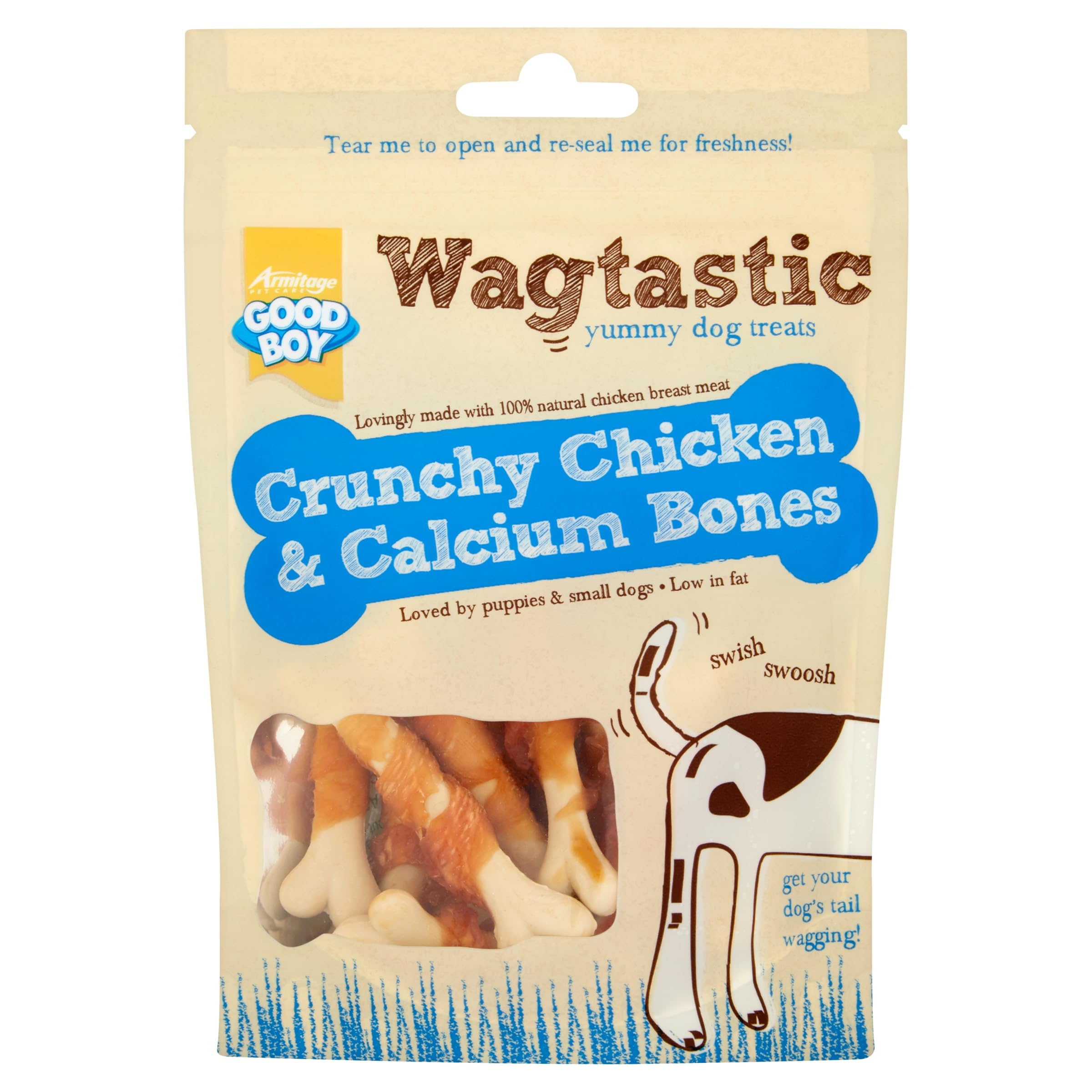 WAGTASTIC CHICKEN & CALCIUM BONES 90G