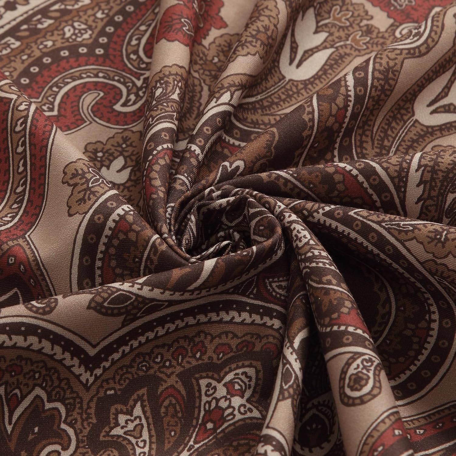 54x78 Inch Stall Shower Curtain, Reddish Brown Damask Paisley Print Shower Curtains for Bathroom, 54" W x 78" H