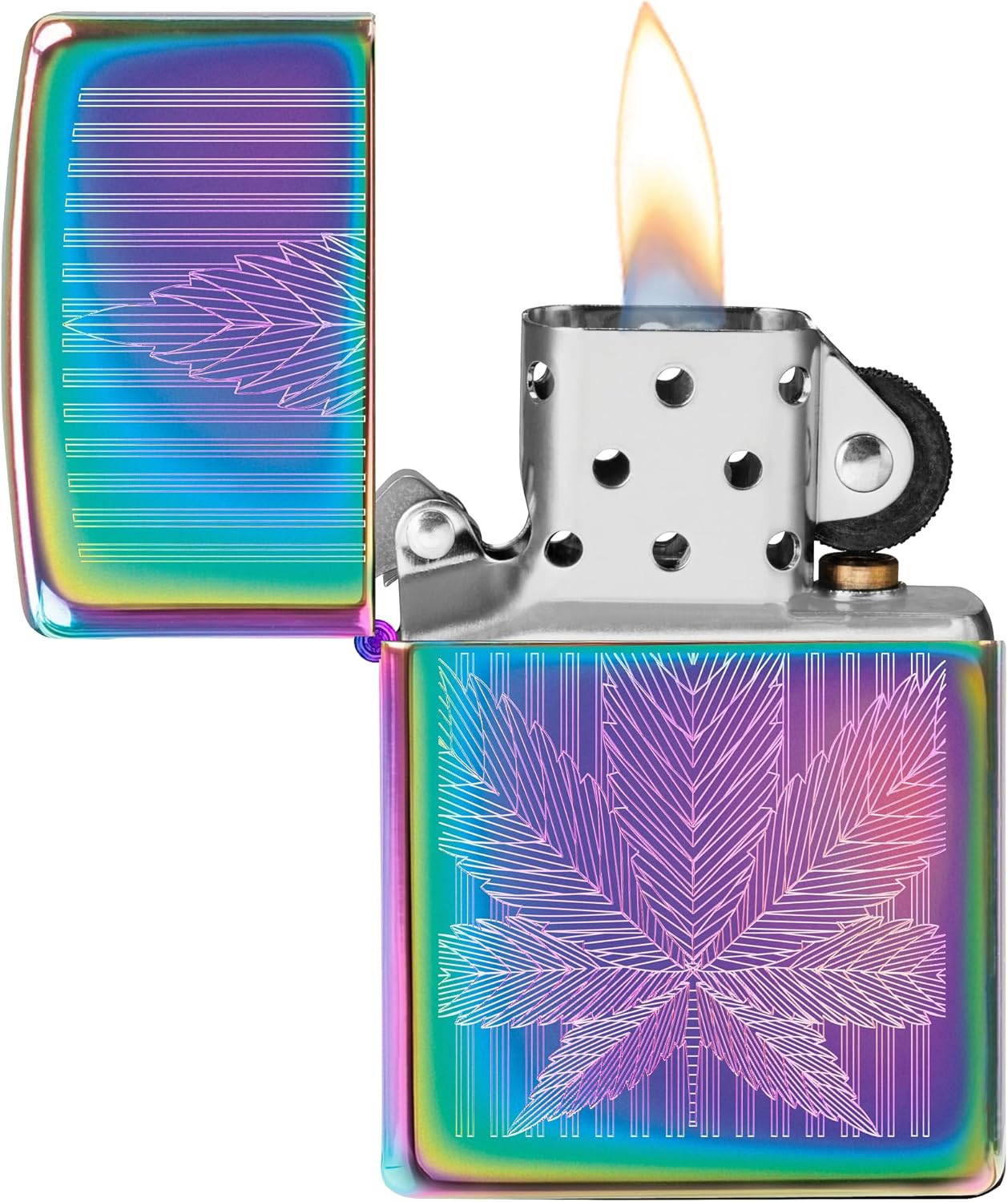 Zippo Cannabis Design Engraved Leaf Multi Color Pocket Lighter