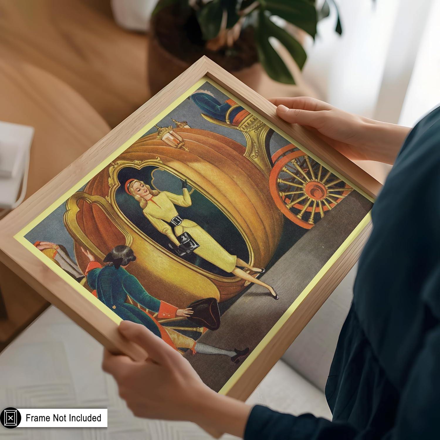 Poster Master Vintage Modern Cinderella Poster - Retro Golden Pumpkin Coach Print - Queen for a Day Art - Gift for Men & Women - Chic Decor for Living Room, Bedroom or Dorm - 8x10 UNFRAMED Wall Art