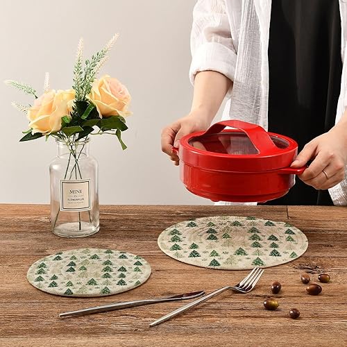 Miniatura 249 de Trivets for Hot Dishes Pots and Pans 2 PC Pot Holders Heat Resistant Cotton Round Potholders for Kitchen Countertop Decorative Autumn Maple Leaves