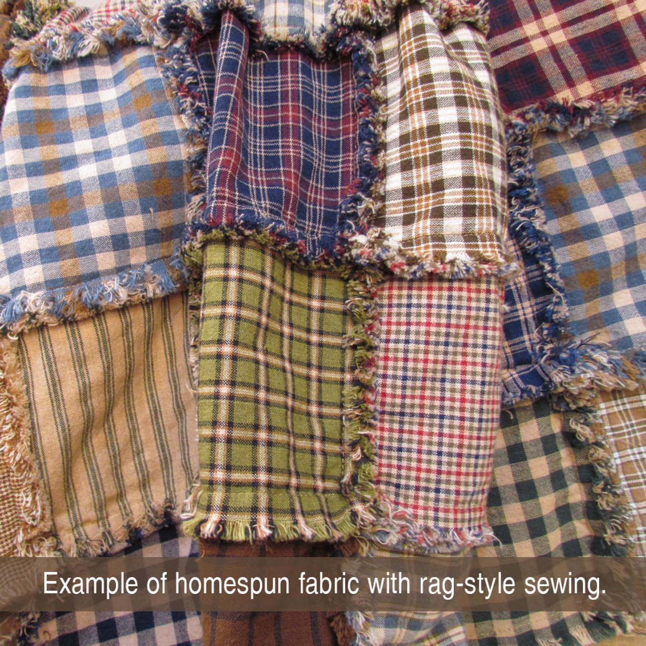 Vintage Blue 4 Plaid Cotton Homespun Fabric by JCS - Sold by The Yard