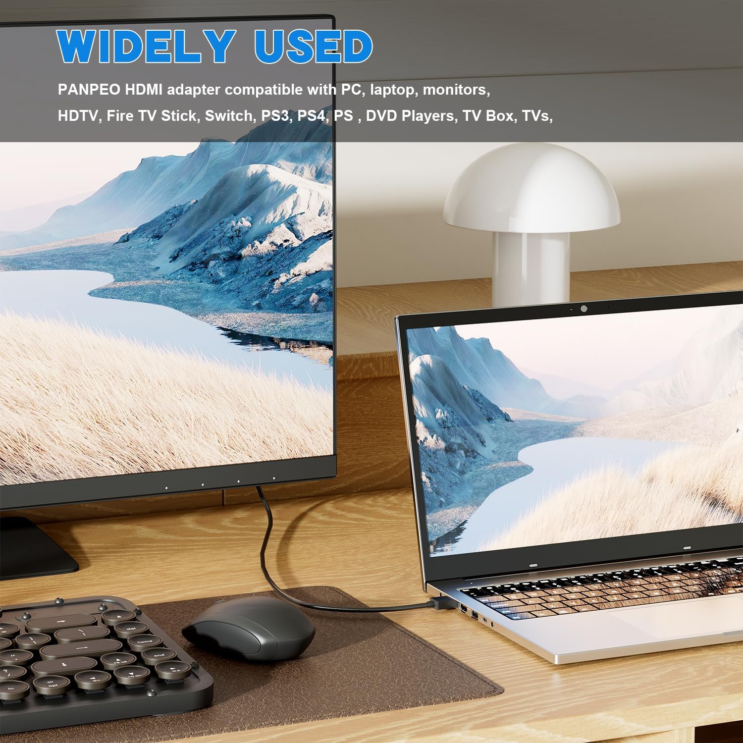 PANPEO 8K@60Hz Right Angle HDMI Adapter, 90 Degree and 270 Degree HDMI Adapter (4 Pack)