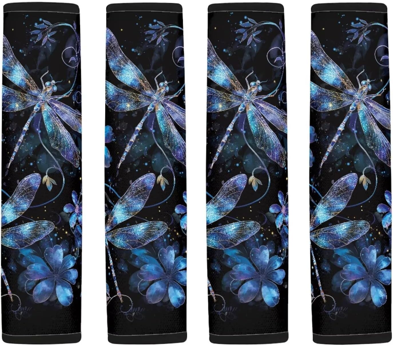 Car Seat Belt Cover Pad,2-Pack Soft Car Seat Belt Strap Shoulder Pad for Adults and Children,Suitable for Car Seat Belt,Backpack Car Decor Blue Dragonfly Flower