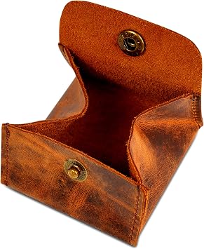 Leather Squeeze Coin Purse, Vintage Pouch, Unisex | Full-grain leather, squeeze-open closure, 3x3x0.4 in, holds change & small items, minimalist wallet