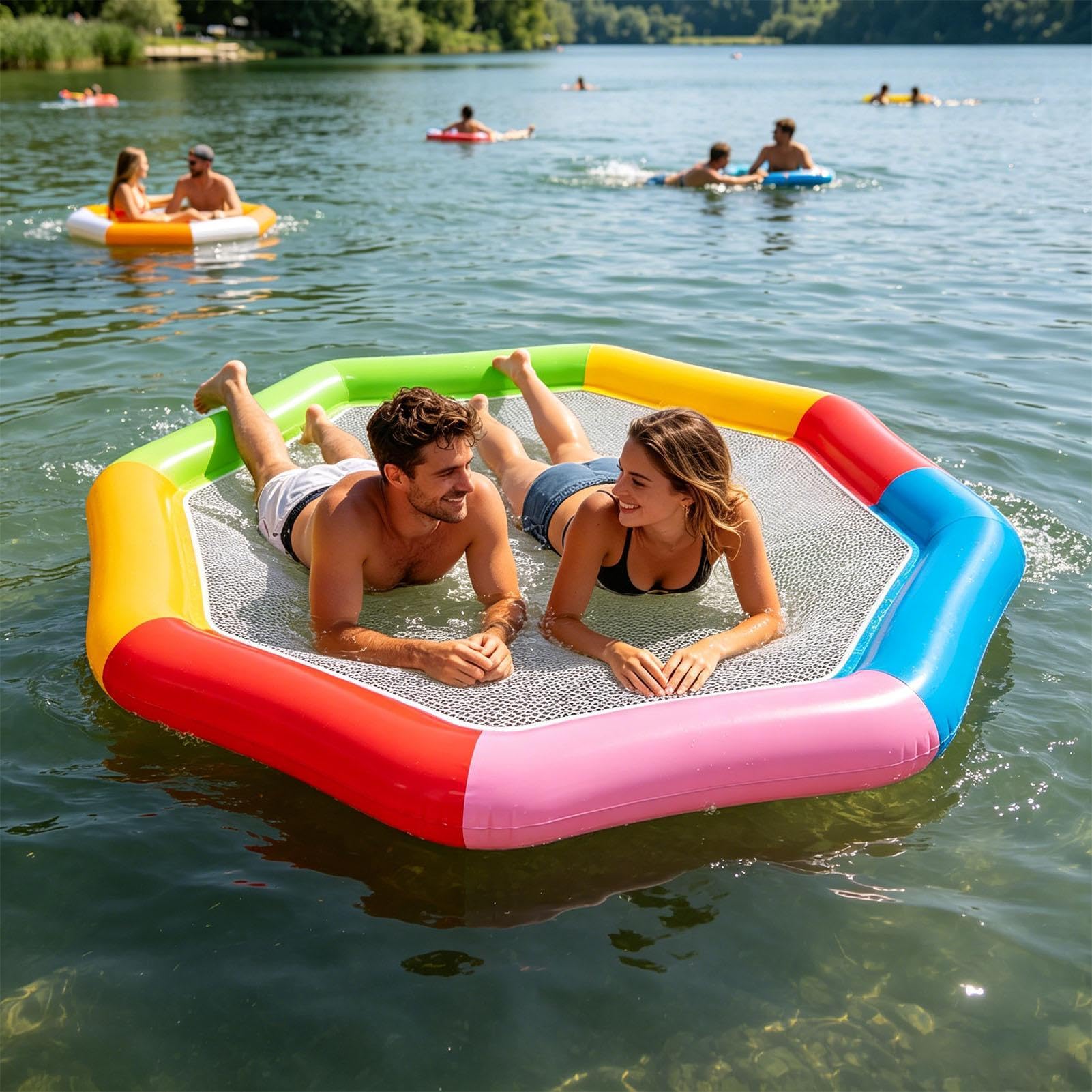 de Piscine Gonflable 2 Personnes Hexagone Étanche Portable À Gonfler